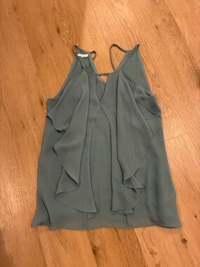 Light Blue Ruffle Sleeveless Top